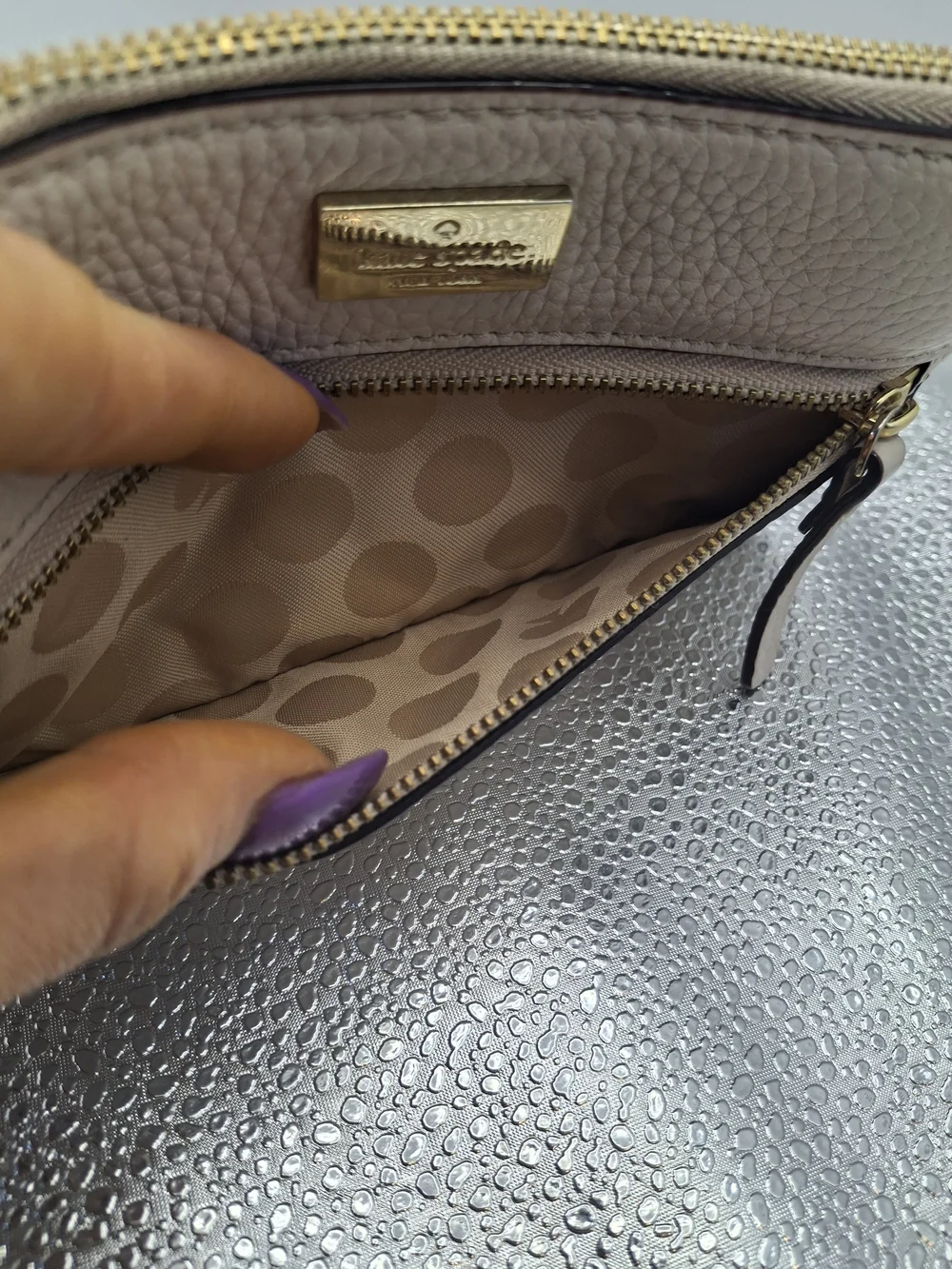 Kate Spade Cream Wristlet Clutch with Front Zip Pocket